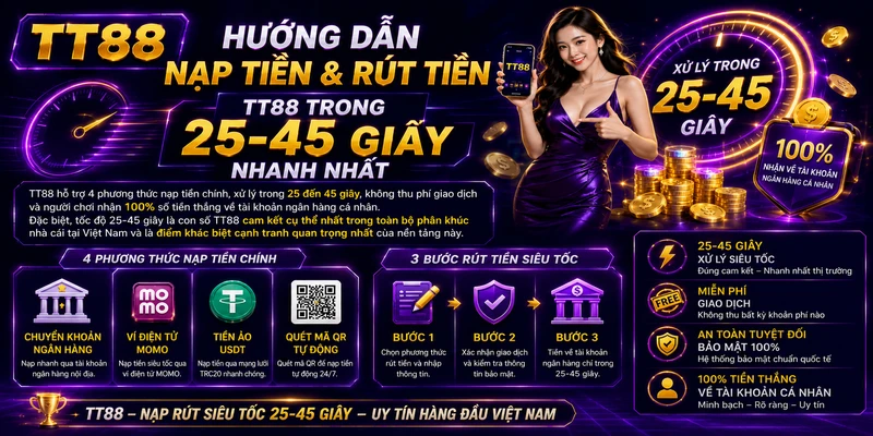 Hướng Dẫn Nạp Tiền Và Rút Tiền TT88 Trong 25-45 Giây Nhanh Nhất